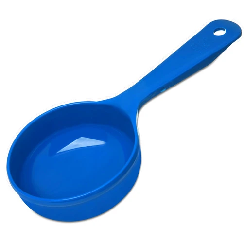 Carlisle CFS 493114 Solid Short Handle Portion Control Spoon, 8 oz, Blue