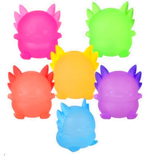 Nikki's Knick Knacks Jumbo Sugar Squeeze Axolotl- Party Favors for Kids Birthday Parties Goodie Bags Reward Box Treasure Chest Carnival Prizes - Squeeze Ball, Stress Relief, Fidget Toy, Sensory Toy- Assorted Colors