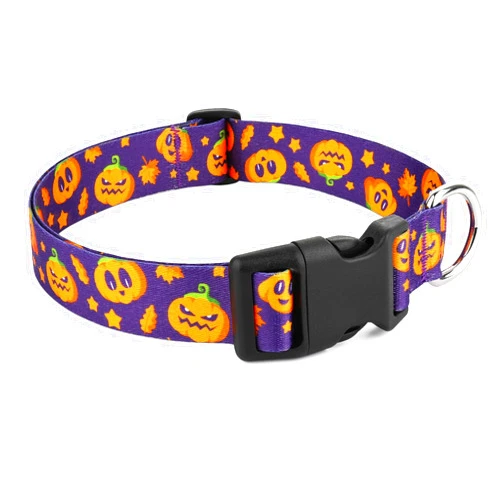 BiPawTi Halloween Dog Collars for Medium Dogs - Soft Cute Pumpkin Dog Collar, Dog Halloween Collar Jack-O'-Lantern Dog Collar for Female Dogs Male Dogs Girls Boys Dog, Jack-O'-Lantern Dog Collars - M