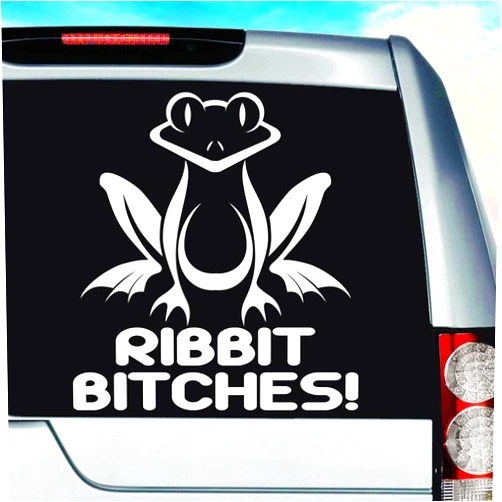 Car Decal Geek Frog Ribbit Bitches Vinyl Decal Sticker Bumper Cling for Car Truck Window Laptop Wall Cooler Tumbler | Die-Cut/No Background | Multi Sizes/Colors | by Car Decal Geek-Green, 8