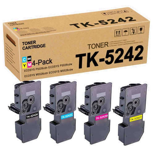 RUYY (1BKCMY, 4PK) TK5242 TK-5242 1T02R70US0 1T02R7CUS0 1T02R7BUS0 1T02R7AUS0 Toner Cartridge Replacement for Kyocera ECOSYS P5026cdn P5026cdw M5526cdn M5526cdw Toner Kit Printer, Black