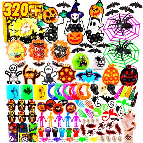 ChildFun 320 PCS Halloween Party Favors for Kids, Halloween Toys Bulk, Fidget Toys Bulk, Halloween Goodie Bag Stuffers, Halloween Classroom Favors, Halloween Treats Non Candy