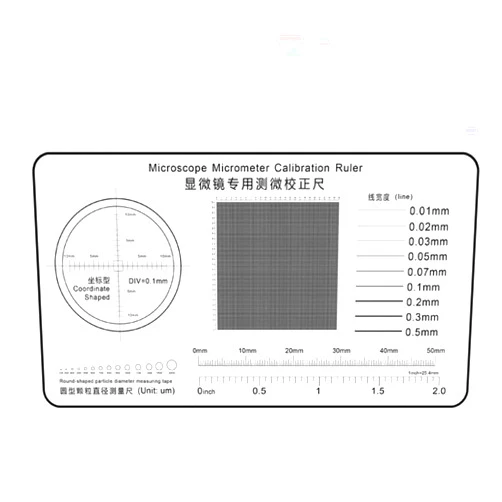 VAKUUM Lab Microscope Slides 2pcs 0.1mm Microscope Professional Micrometer Calibration Film Line Width Measurement Soft Ruler Microscope Parts