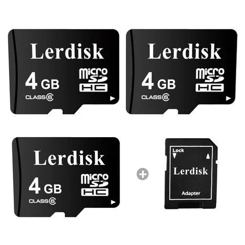 Lerdisk Factory Wholesale Micro SD Card 4GB Pack of 3 in Bulk Micro SDHC with Adapter Produced by Authorized Licencee(4GB)