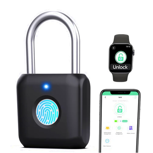 Keylesslife Fingerprint Padlock,Gym Locker Lock,Smart Padlock Bluetooth APP Control,Fingerprint Lock USB Rechargeable for Gym Locker,Locker, School,Storage Black