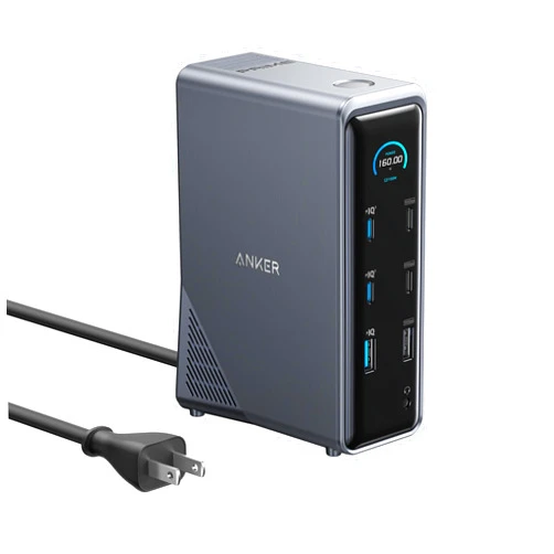 Anker Prime Docking Station, 14-Port with 160W Max Output, 10Gbps Fast Data Transfer, Real-Time Smart Interface, Audio and Ethernet Ports, Dual 4K Displays for Dell, HP, Lenovo and More