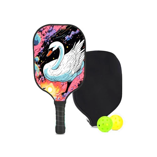 KUAVETO Carbon Fiber Pickleball Paddle Set, All The DIY fun You can have with Swan-BT38 Pattern Custom Made Honeycomb Polymer Core- includes 1 Paddle, 2 Balls, and 1 Paddle Cover