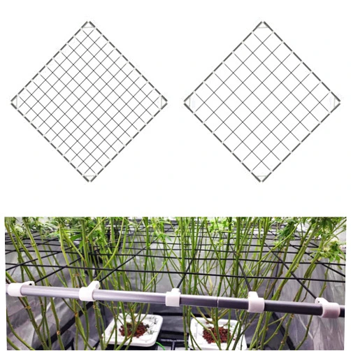 POTLAB® Advanced scrog net 4x4 flexible elastic trellis netting plants support kit with poles Prevent Tent Walls Sucking in for grow tent 4x4