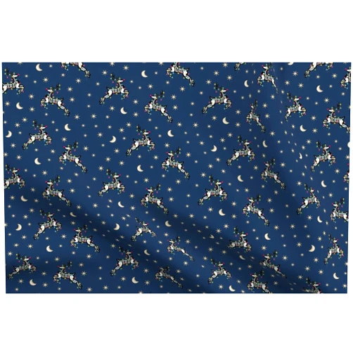 Spoonflower Fabric - Creepy Christmas Skeletons Blue White Spooky Yule Goth Xmas Night Sky Printed on Petal Cotton Fabric Fat Quarter - Sewing Quilting Apparel Crafts Decor