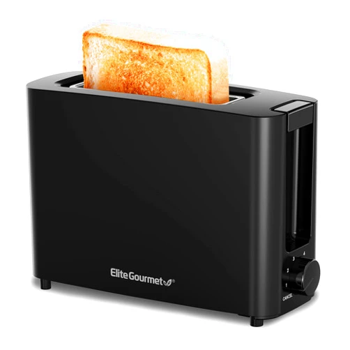 Elite Gourmet ECT118B Cool Touch Single Slice Toaster, 6 Toasting Levels & Wide Slot for Bagels, Waffles, Specialty Breads, Pastry, Snacks, Black