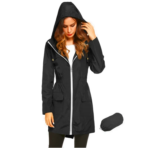 Lomon Women Waterproof Lightweight Rain Jacket Active Outdoor Hooded Raincoat