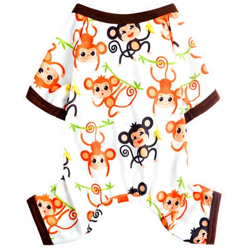 Dosuyi Dog Pajamas Pjs Spring Summer Dog Clothes for Small Dogs Girl Boy Soft Stretchy Puppy Clothes Onesie Cat Pet Jammies Outfit (Monkey, X-Large)