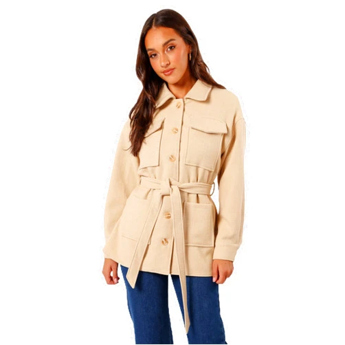 Petal & Pup Women's Arlow Tie Front Shacket, Cream, XLarge