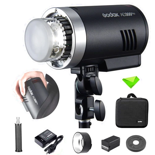 GODOX AD300 Pro 300W TTL Flash 2.4G 1/8000s HSS 2600mAh 0.01-1.5s Recycle Time 320 Full Power 12W Bi-Color Modeling LED Speedlight Compatible for Cameras Canon Nikon Sony Fuji Olympus Panasonic Pentax