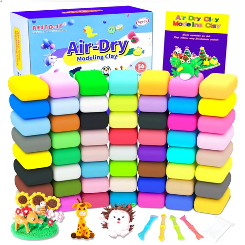 Aestd-ST Air Dry Clay 56 Colors, Modeling Clay for Kids, DIY Model Magic Clay, Molding Clay Kit with Sculpting Tools, Non-Sticky Soft and Super Light, Arts and Crafts Gift for Boys Girls Kids.