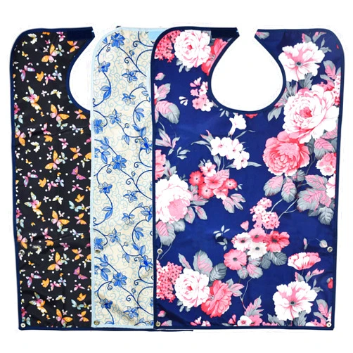 Celley 3 Pack Adult Bibs for Eating with Crumb Catcher Washable and Reusable Clothing Protectors for Elderly Women