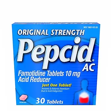 Torllireth Original Strength Pepcid AC All-Day Acid Indigestion Relief Tablets, 30 Tablets