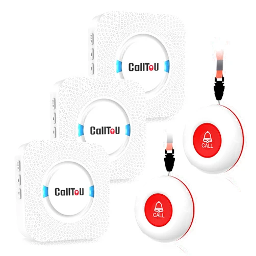 CallToU Wireless Caregiver Pager Call Button Call Bell Medical Alert System for Seniors Patients Elderly at Home 2 Waterproof Transmitters 3 Plugin Receivers