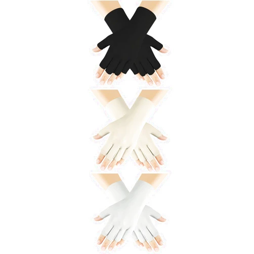 Senkary 3 Pairs Women Sun UV Protection Gloves Ice Silk Fingerless Gloves Breathable Half Finger Gloves for Driving, Cycling, Hiking, Running, Manicures Nail Art