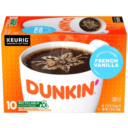 Dunkin' French Vanilla Flavored Coffee, 10 Keurig K-Cup Pods