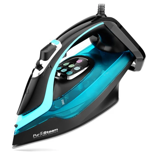 Pursteam World's Best Steamers PurSteam SteamTech Elite 1750W Steam Iron, Digital Temp Control & LED Display, Ceramic Soleplate, Adjustable Steam, Self-Clean, Anti-Calc, Anti-Drip, Auto Shut-Off