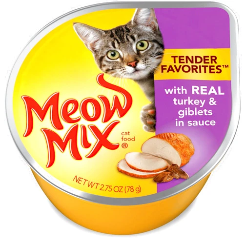Meow Mix Tender Favorites Real Turkey & Giblets In Sauce, 2.75-Ounce Cups (Pack Of 24)