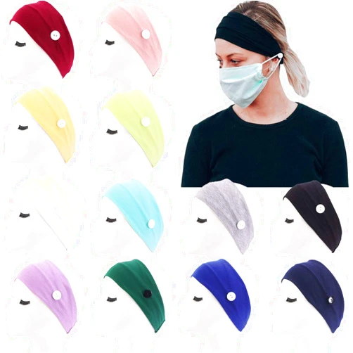 CÉLLOT 12 Pack Boho Wide Headband with Button Elastic Turban Hair Band Yoga Head Wraps for Women Girls Nurse and Doctor