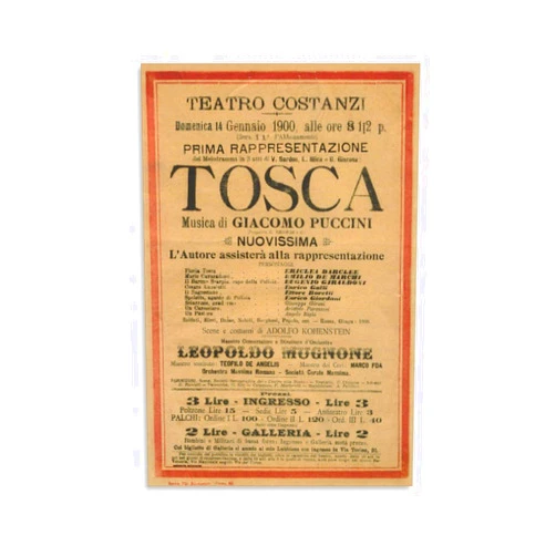 CRDZYN Vintage Poster for Giacomo Puccini's Opera Tosca (5) Canvas Poster Bedroom Decor Office Room Decor Gift Unframe-style 12x18inch(30x45cm)