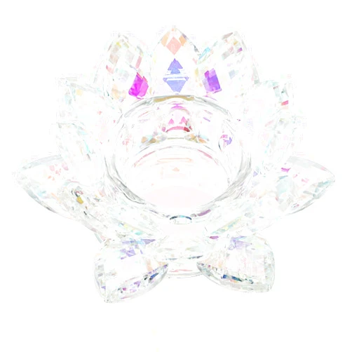 OwnMy Crystal Lotus Flower Tea Light Holder Lotus Petals Votive Candle Holder Candle Lamp, Crystal Flower Tealight Candle Stand for Wedding Table Centerpieces Home Decors (AB Color)