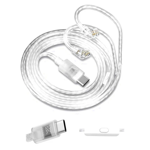 FAAEAL KZ Type-C Earphone Cable with QDC/S/C Pin,Oxygen-Free Copper Silver-Plated Headphone Wire,Upgrade Earbuds Line for KZ Castor D-Fi ZSN PRO Krila Saga TANGZU WANER SG TRN MT1 Conch (with Mic)