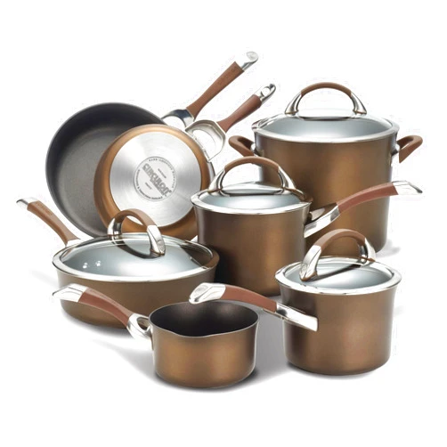Circulon Symmetry Dishwasher Safe Hard Anodized Nonstick Cookware Pots and Pans Set, 11-Piece, Chocolate