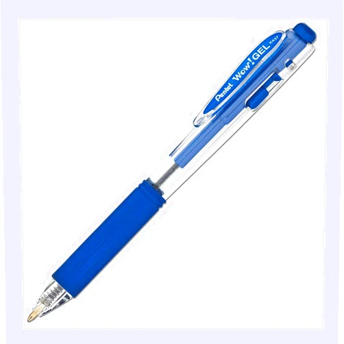 Pentel Wow! Gel Retractable Gel Pen, (0.7mm) Medium Line, Blue Ink, Box of 12 (K437-C)