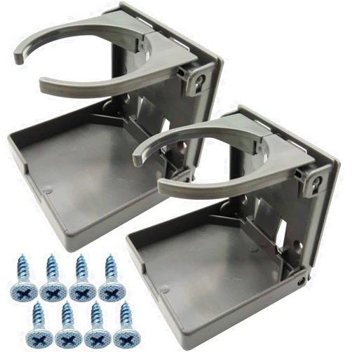 TIHOOD 2PCS Adjustable Folding Drink Holder with Screws/Adjustable Cup Holder for Marine/Boat/Caravan/Car (Grey)