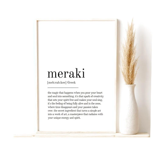 Custom Meraki Definition Print Wall Prints Quote Print Minimalist Modern Print Art Personalized Gift Meraki Art