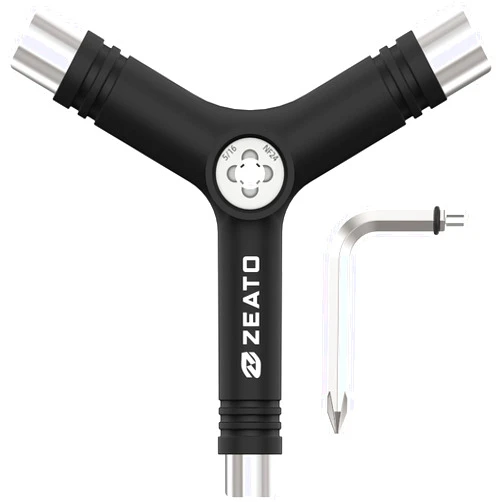 Zeato All-in-One Skate Tools Multi-Function Portable Skateboard T Tool Accessory with T-Type Allen Key and L-Type Phillips Head Wrench Screwdriver