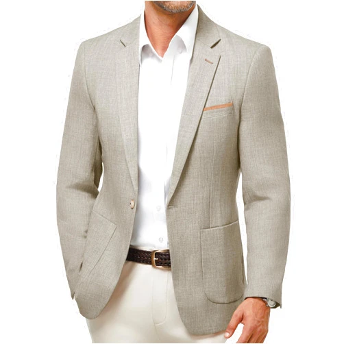 WULFUL Men's Herringbone Blazer Jacket Lightweight Casual Sport Coat One Button Suit Jackets