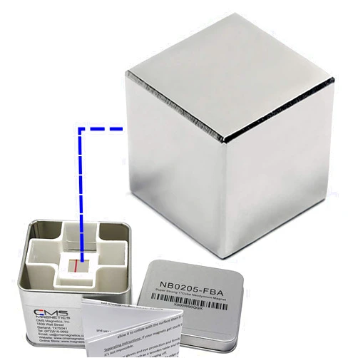 CMS Magnetics 1-Inch Neodymium Cube Magnet | Strong NdFeB Rare Earth Magnet with Triple Ni-Cu-Ni Coating | Durable & Powerful for Industrial, DIY & Educational Use, Safe Keeper Included
