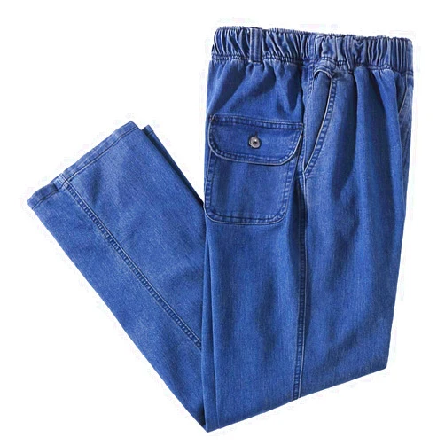 IDEALSANXUN Men’s Elastic Waist Loose Fit Denim Pants Casual Solid Jeans Trouser