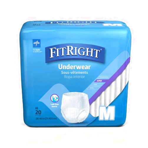 Medline Protection Plus Disposable Protective Incontinence Underwear, Medium, 28 to 40
