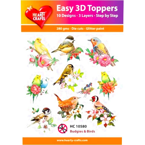 Hearty Crafts Easy 3D Toppers Budgies and Birds