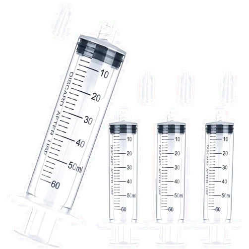 HiMo 60mL Luer Lock Syringe 4 Pack Large Plastic Sterile Syringes without Needle, for Liquid, Oral, Measurement, Dispensing, with Cap 50mL/60cc