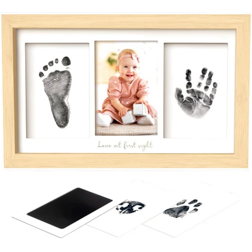 KeaBabies Inkless Hand and Footprint Kit, Boy, Girl, Newborn Keepsake - No Mess Ink Pad for Baby Handprint, Clean Touch Dog Paw Print Kit, Personalized Baby Shower Gifts, First Mother's Day (Ash Wood)