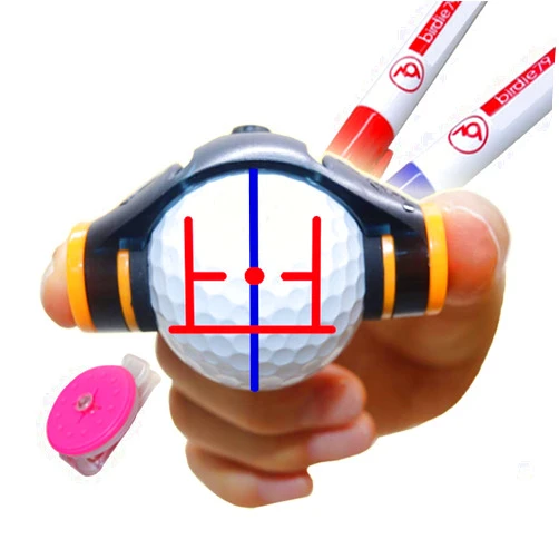 BIRDIE79 360 Degree Rotation Easy Ball Liner Drawing Alignment Putting Tool Kit - Golf Accessories - 360 long Triple 3 Line Golf Ball Marker With 2ea Golf Ball Marker Pen and 1ea Golf Ball Marker Hat Clip