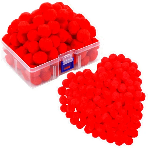 BAGERLA 150 Pcs Pom Poms for Craft, 1 Inch Pom Pom Balls Poms Arts and Crafts for Creative Decorations, Red Pompoms for Crafts DIY Projects