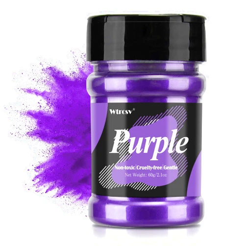 Wtrcsv Purple Mica Powder - 2.1 Ounces/ 60 Grams - Natural Epoxy Resin Dye –Mica Powder for Makeup, Epoxy Resin Art, Acrylic Paint, Fine Arts,Soap Making, Acrylic Nail