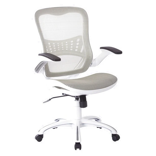 Office Star Products Office Star Ventilated Manager's Office Desk Chair with Breathable Mesh Seat and Back, White Base, White