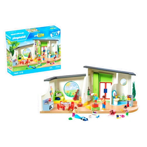 PLAYMOBIL MyLife 71601 The Rainbow Day Center, Large Nursery Set with Numerous Accessories and a Working Doorbell, Detailed Toy for Children from 4 Years