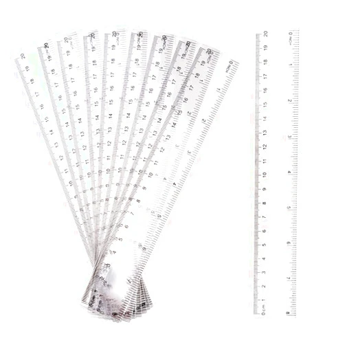 LUTER 10 PACK Clear Plastic Ruler 20cm 8inch Straight Ruler Transparent Plastic Ruler Kit Measuring Tool for Student School Office