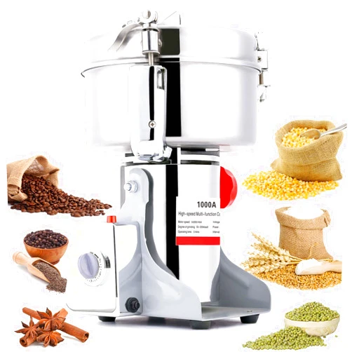 BI-DTOOL 1000g Electric Grain Mill Grinder 36000r/min High-speed Grain Spice Herb Grinder 2600W Dry Grinder Machine 304 Stainless Steel Superfine powder Grinder for Kitchen Home and Commercial