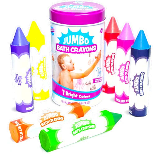 Tub Works® Smooth™ Jumbo Bath Crayons Bath Toy | Nontoxic, Washable Bath Crayons for Toddlers & Kids | Unique Formula Draws Smoothly & Vividly on Wet & Dry Tub Walls | Large, Easy-Grip Bathtub Crayons